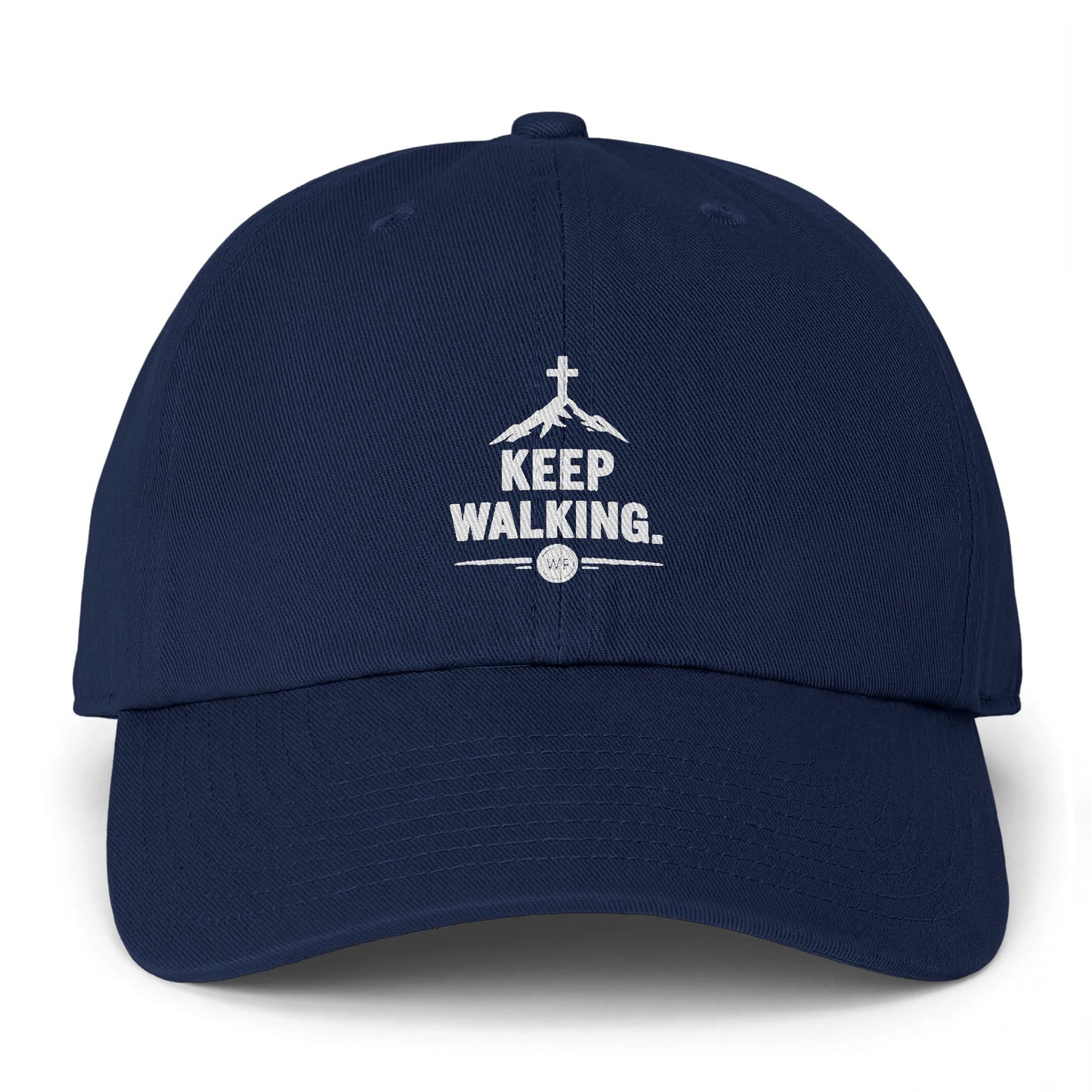 Keep Walking Cap - Minimalist Black Dad Hat with 'Keep Walking' Embroidered Logo