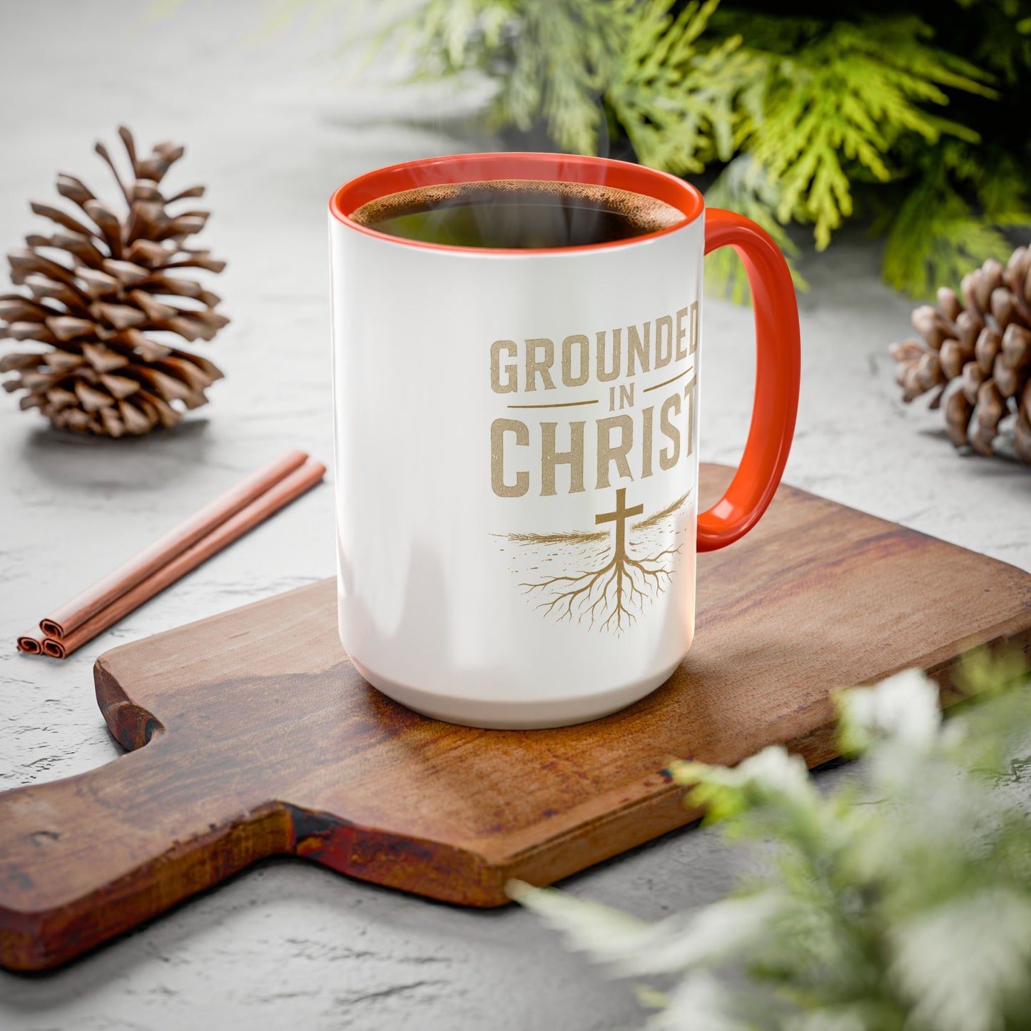 Grounded in Christ Coffee Mug — Religious Christian Faith Mug (11oz/15oz)