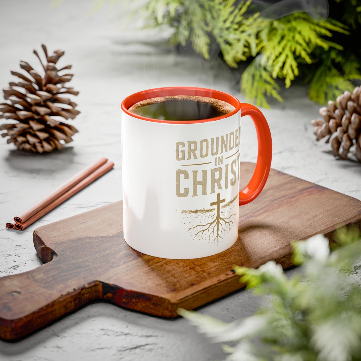 Grounded in Christ Coffee Mug — Religious Christian Faith Mug (11oz/15oz)