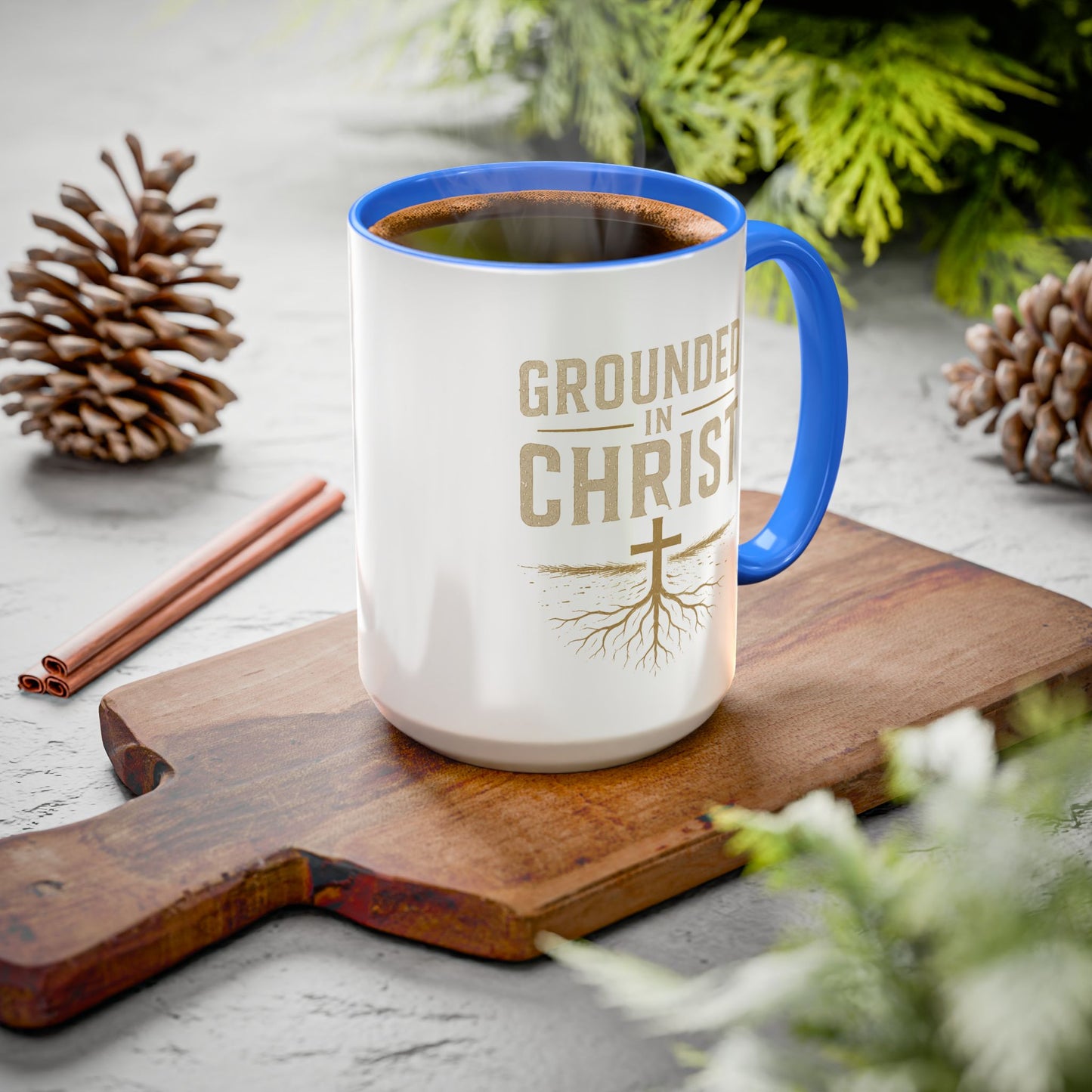 Grounded in Christ Coffee Mug — Religious Christian Faith Mug (11oz/15oz)