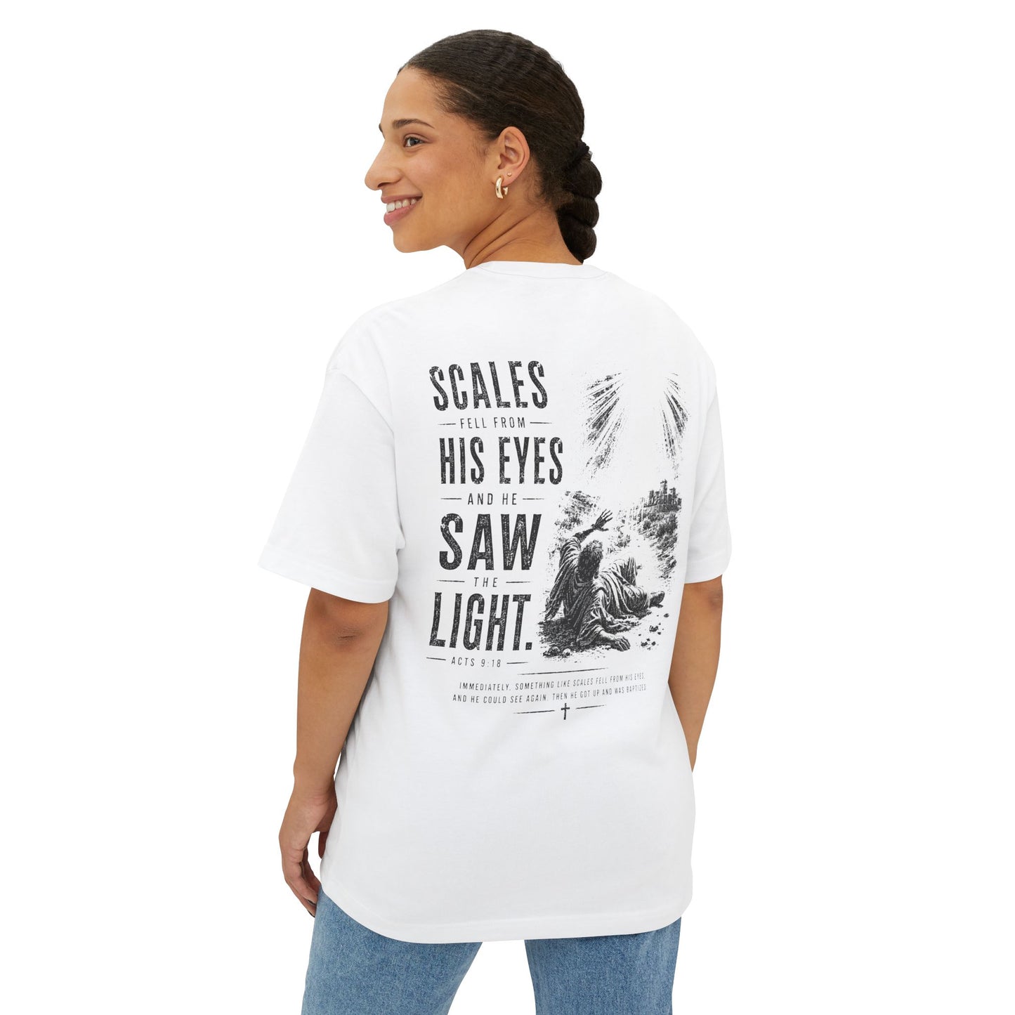 Scales Fell From His Eyes – Christian Graphic Tee (Acts 9:18)