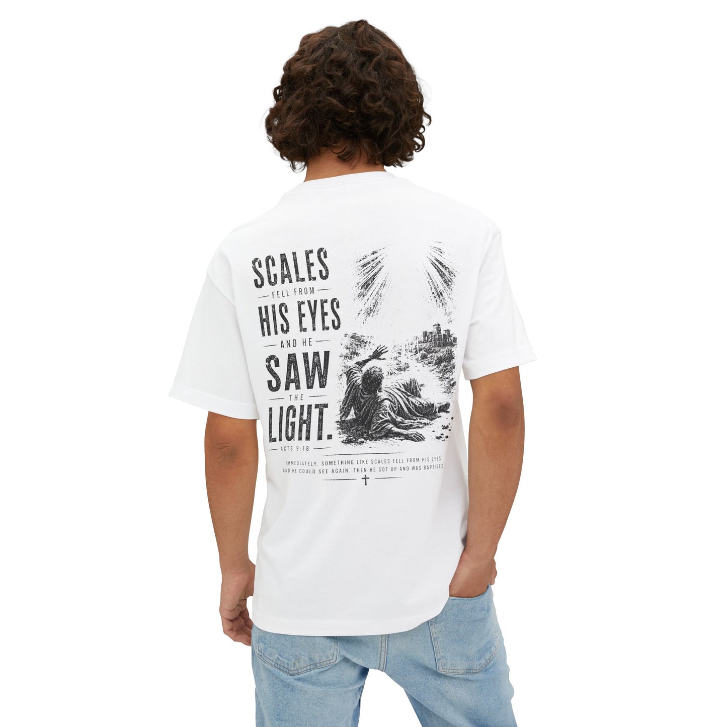 Scales Fell From His Eyes – Christian Graphic Tee (Acts 9:18)