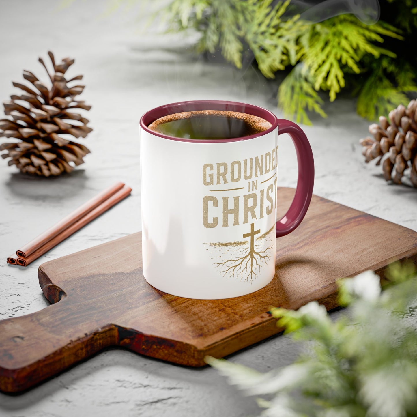 Grounded in Christ Coffee Mug — Religious Christian Faith Mug (11oz/15oz)
