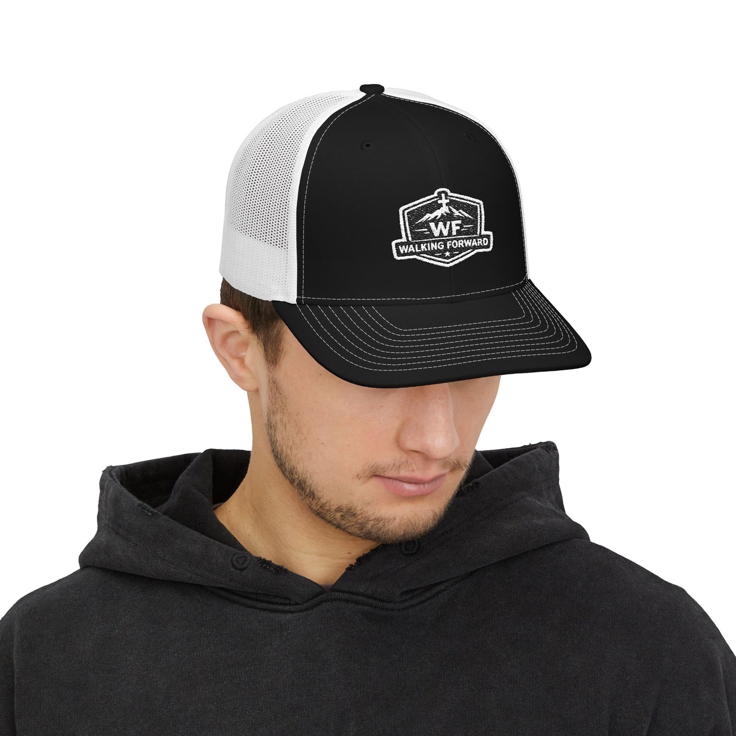 Walking Forward Trucker Cap - Embroidered Logo Snapback Mesh Hat