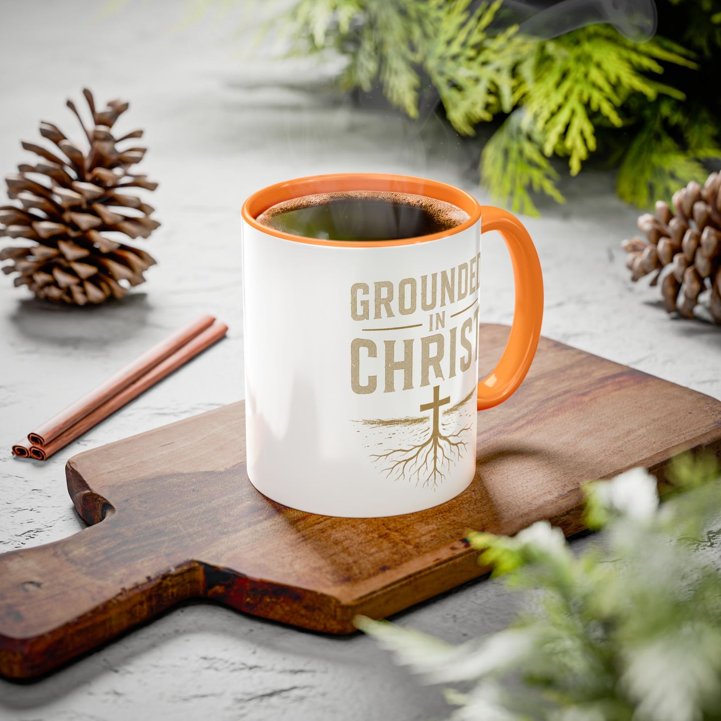 Grounded in Christ Coffee Mug — Religious Christian Faith Mug (11oz/15oz)