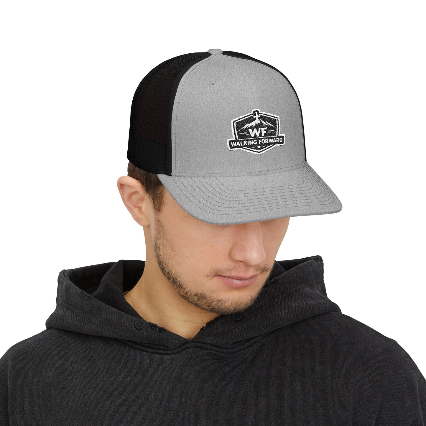 Walking Forward Trucker Cap - Embroidered Logo Snapback Mesh Hat
