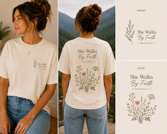 She Walks By Faith - Women's Boxy Tee