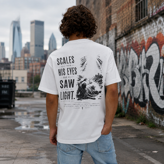 Scales Fell From His Eyes – Christian Graphic Tee (Acts 9:18)