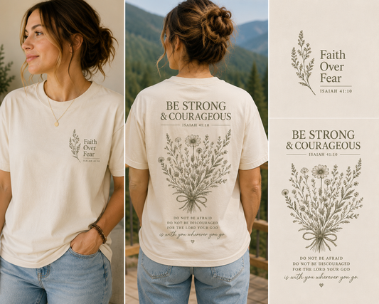 Be Strong & Courageous – Women's Christian Boxy Tee (Isaiah 41:10)