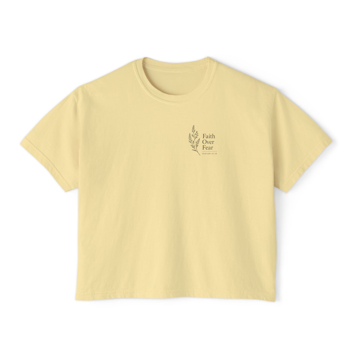 Be Strong & Courageous – Women's Christian Boxy Tee (Isaiah 41:10)