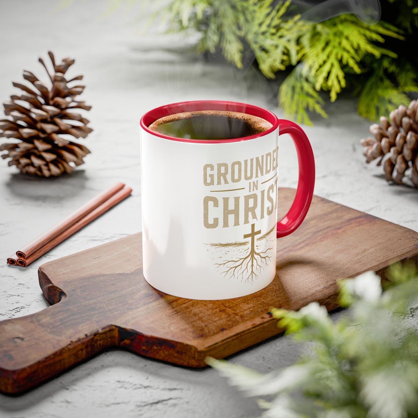 Grounded in Christ Coffee Mug — Religious Christian Faith Mug (11oz/15oz)