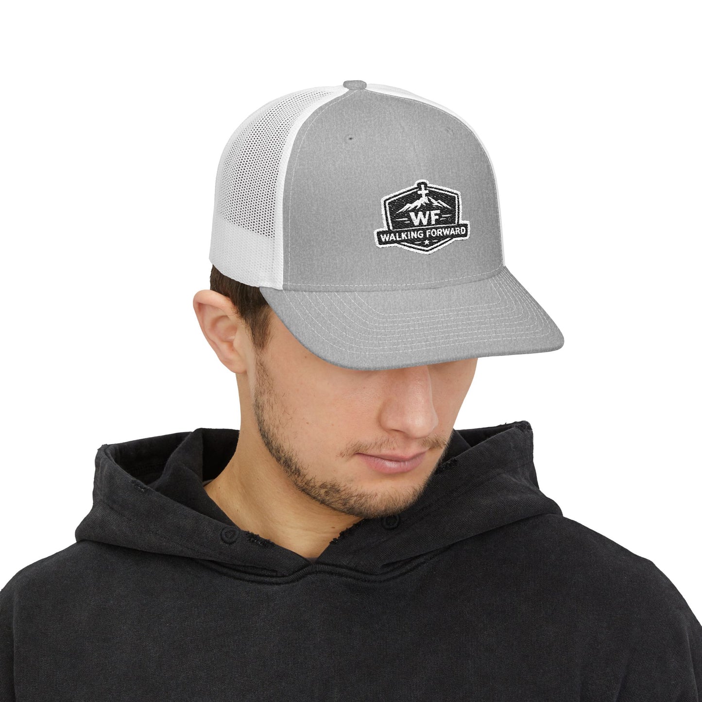 Walking Forward Trucker Cap - Embroidered Logo Snapback Mesh Hat