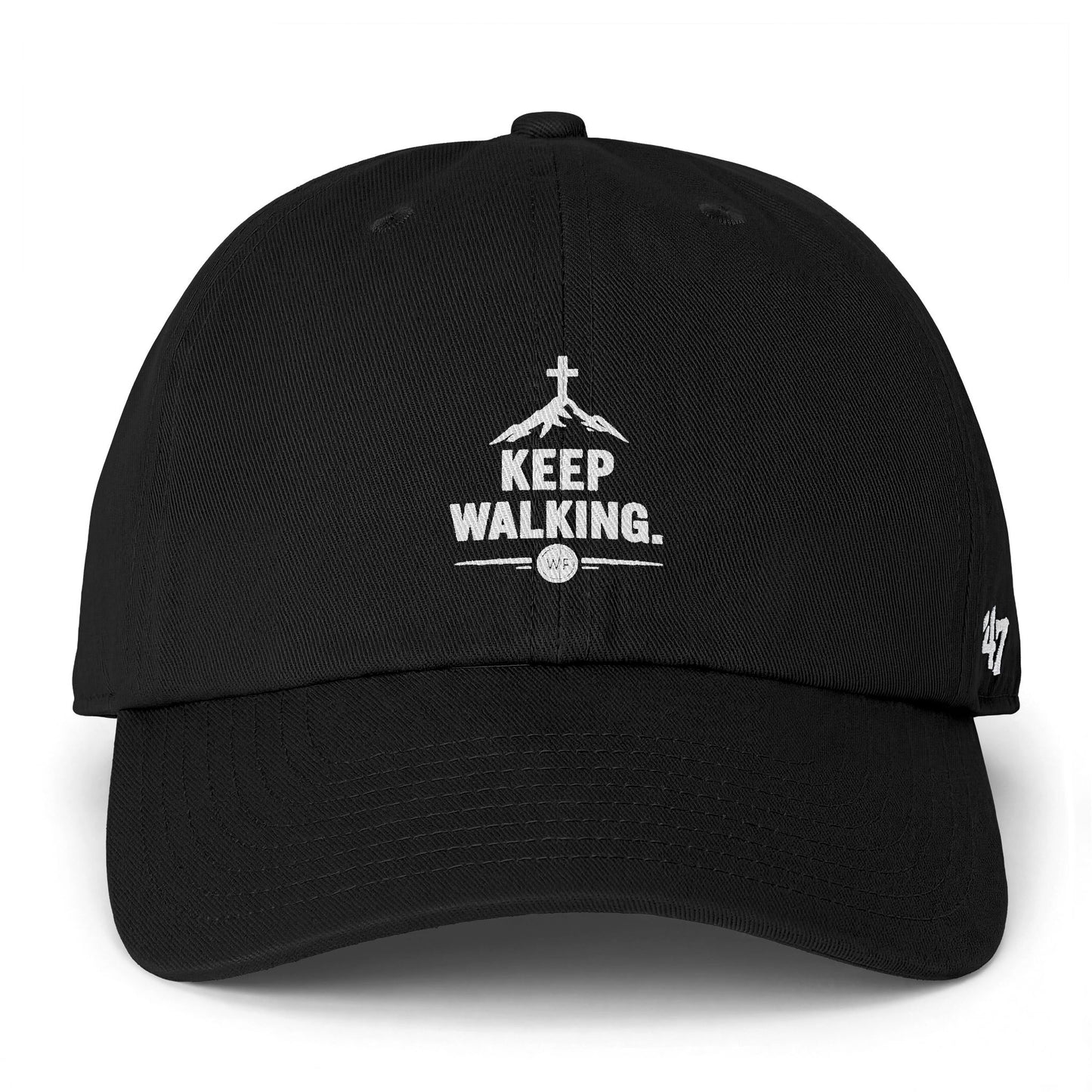 Keep Walking Cap - Minimalist Black Dad Hat with 'Keep Walking' Embroidered Logo