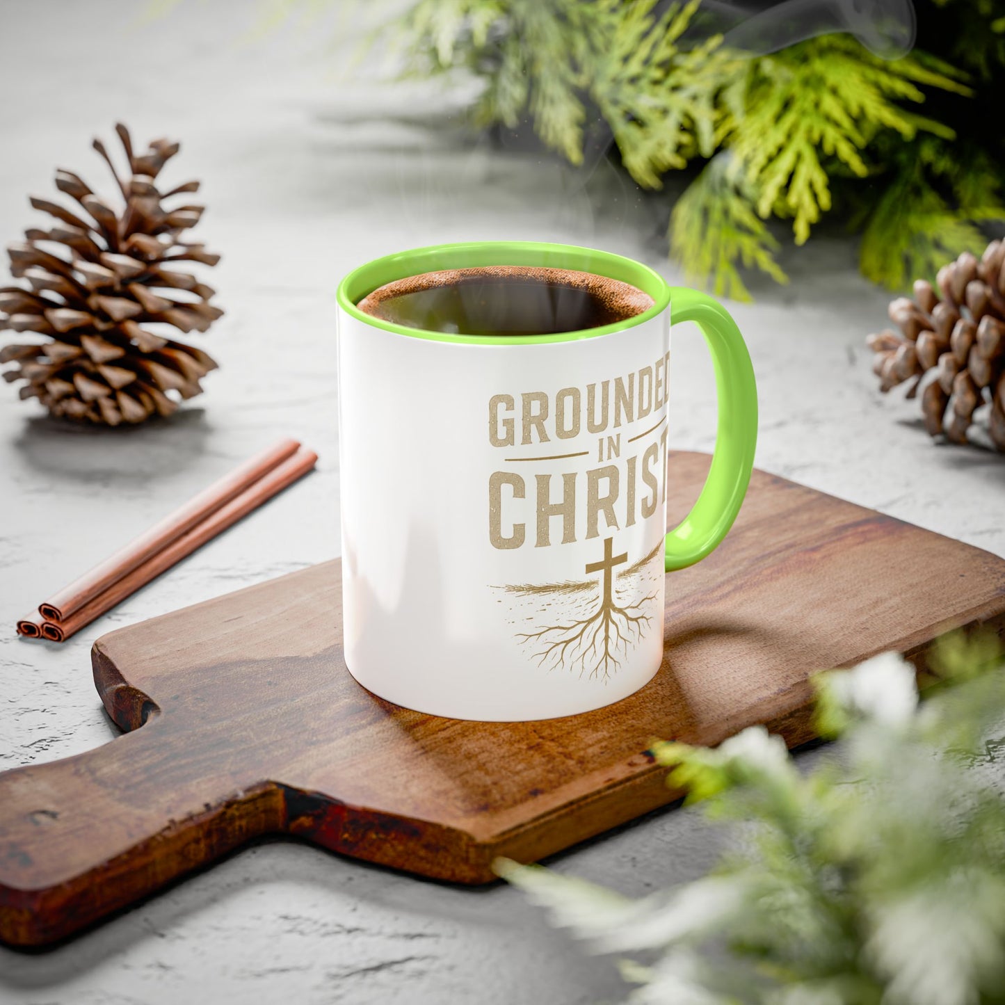 Grounded in Christ Coffee Mug — Religious Christian Faith Mug (11oz/15oz)