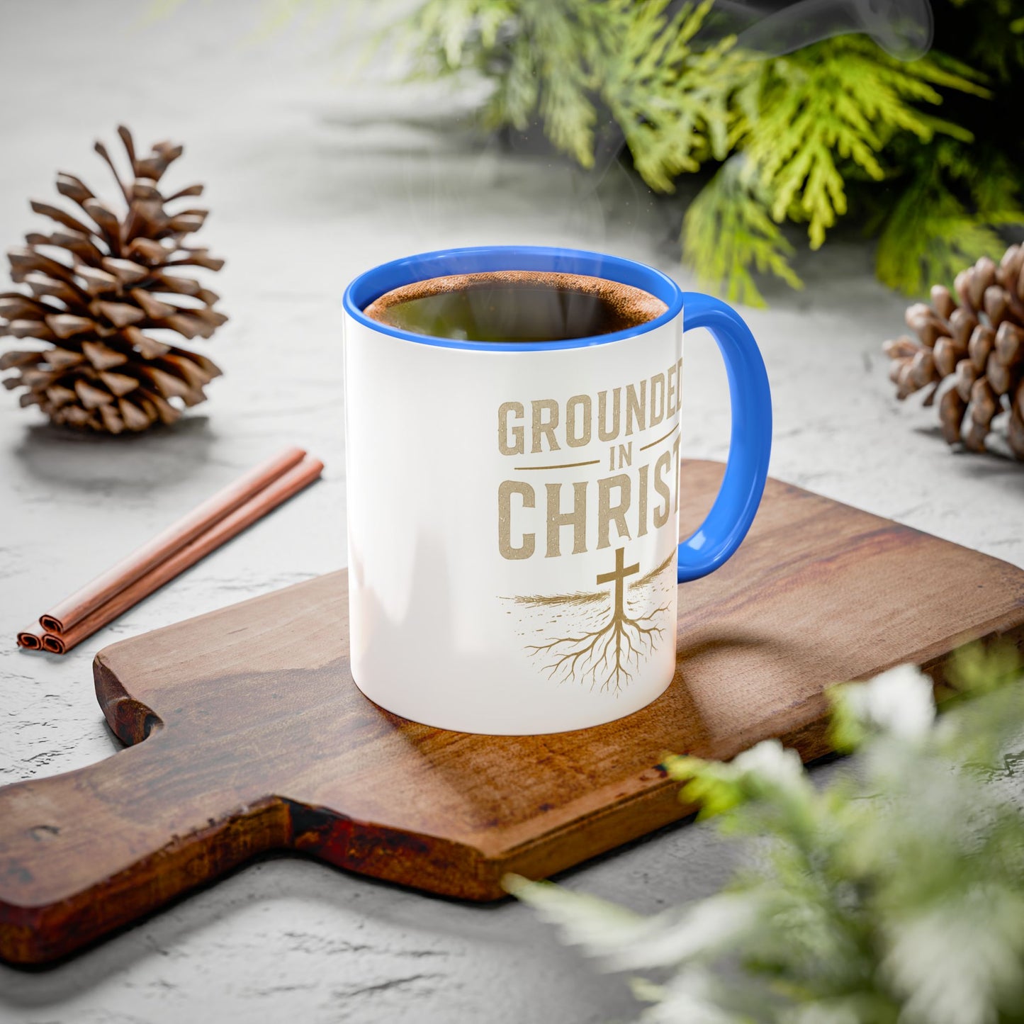 Grounded in Christ Coffee Mug — Religious Christian Faith Mug (11oz/15oz)