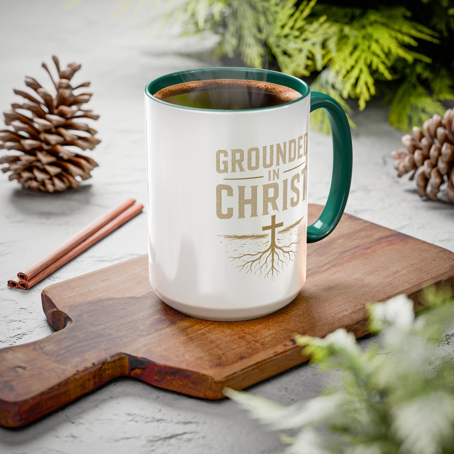 Grounded in Christ Coffee Mug — Religious Christian Faith Mug (11oz/15oz)