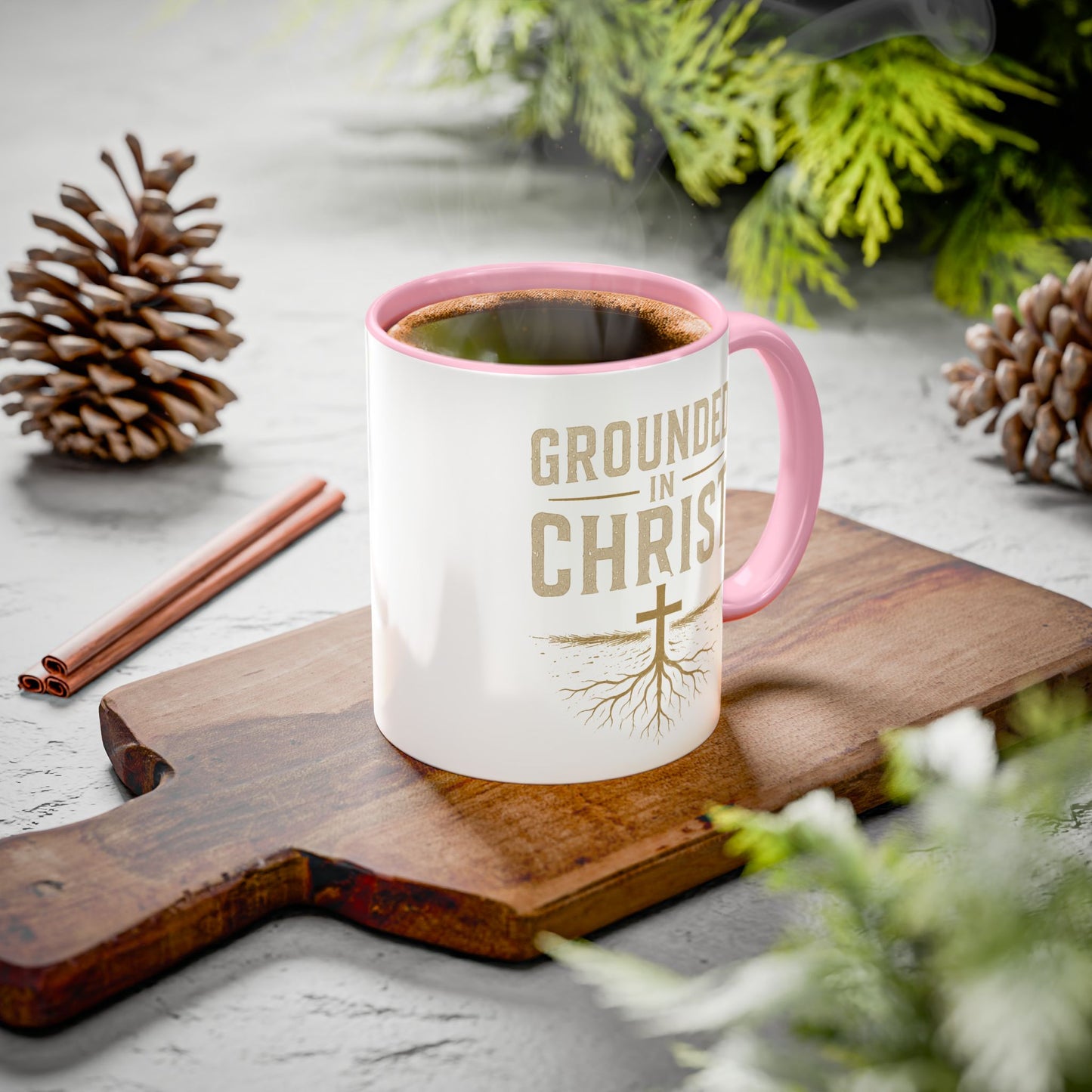 Grounded in Christ Coffee Mug — Religious Christian Faith Mug (11oz/15oz)