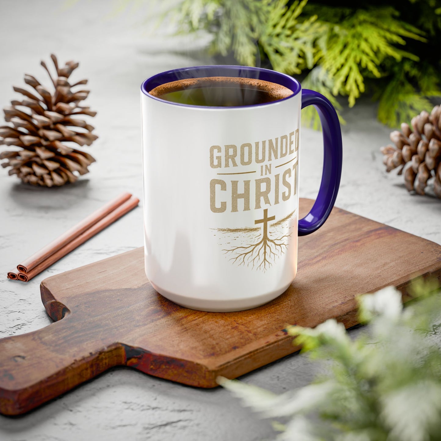 Grounded in Christ Coffee Mug — Religious Christian Faith Mug (11oz/15oz)