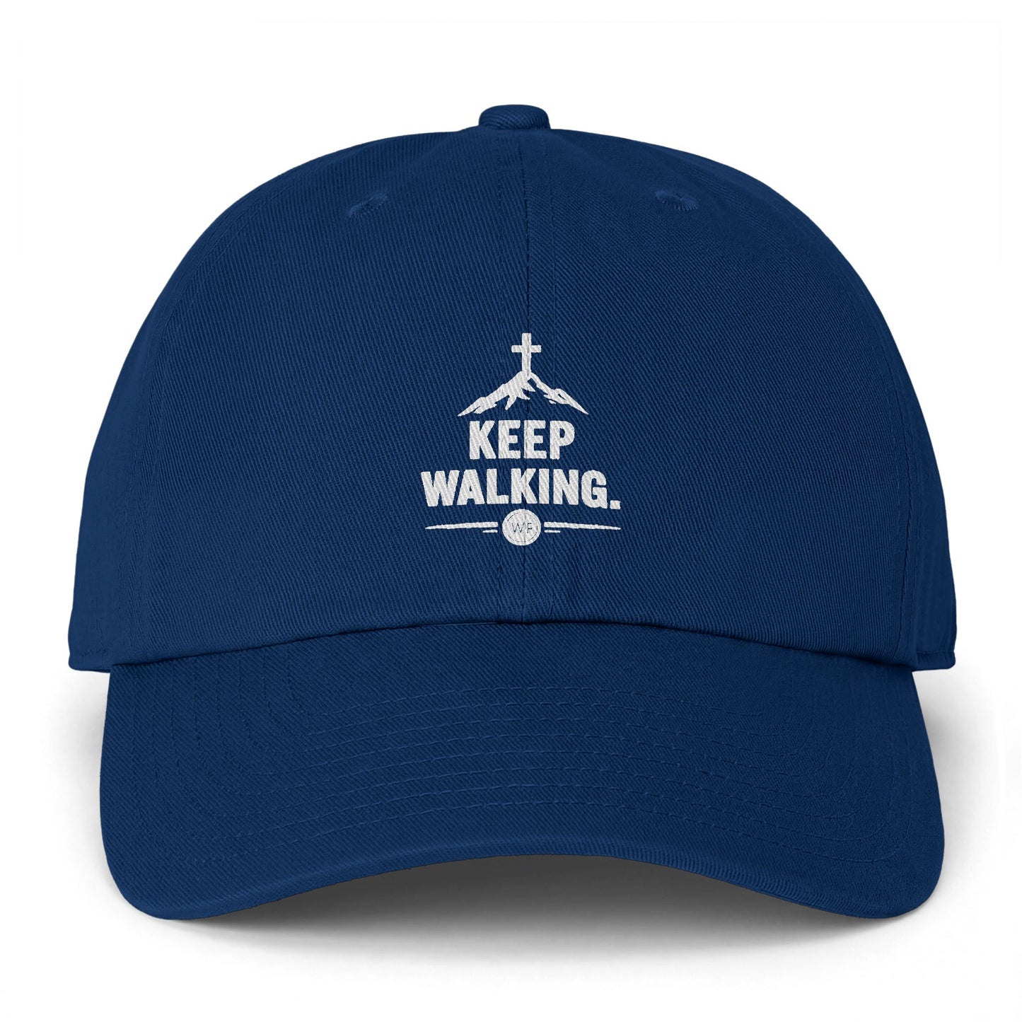 Keep Walking Cap - Minimalist Black Dad Hat with 'Keep Walking' Embroidered Logo