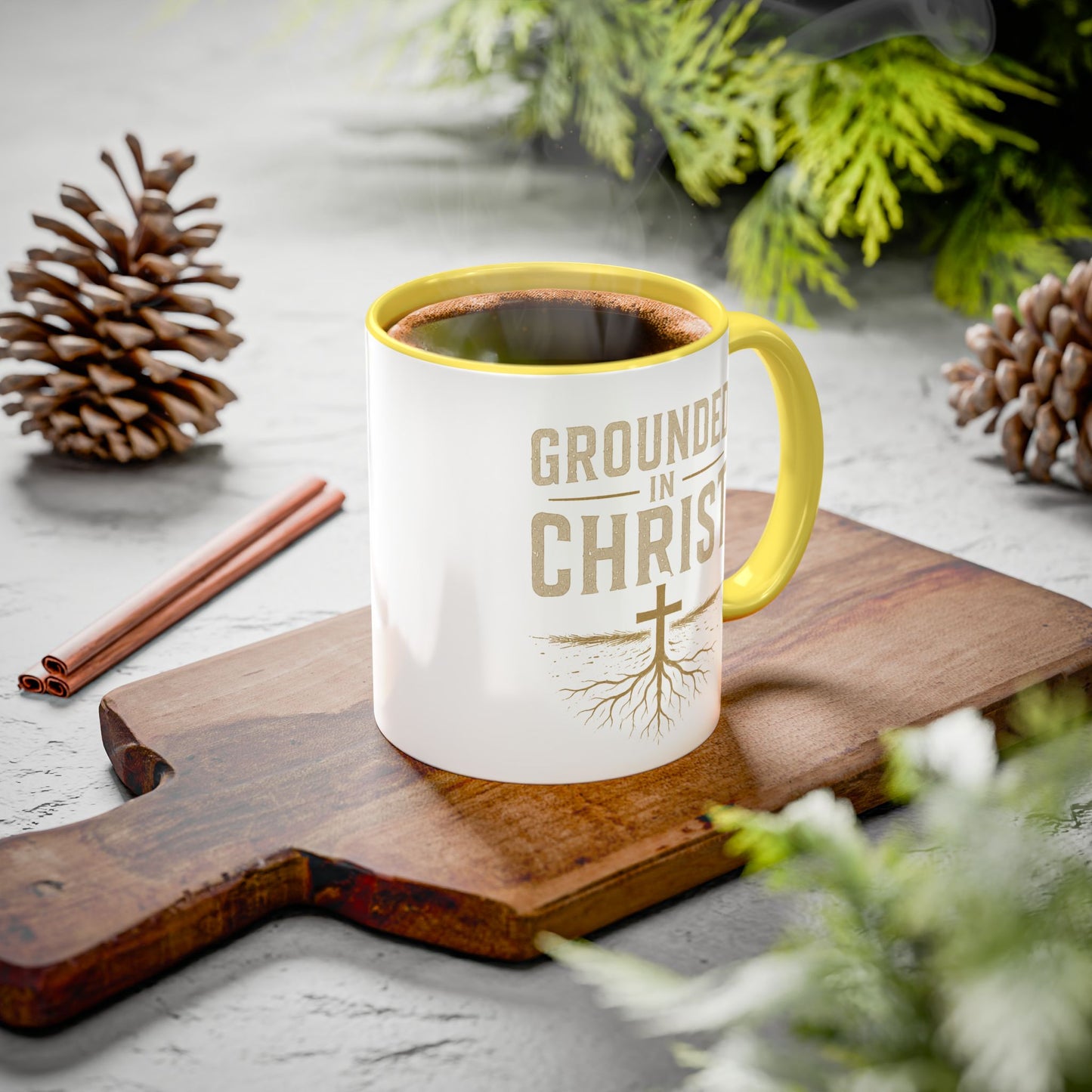 Grounded in Christ Coffee Mug — Religious Christian Faith Mug (11oz/15oz)