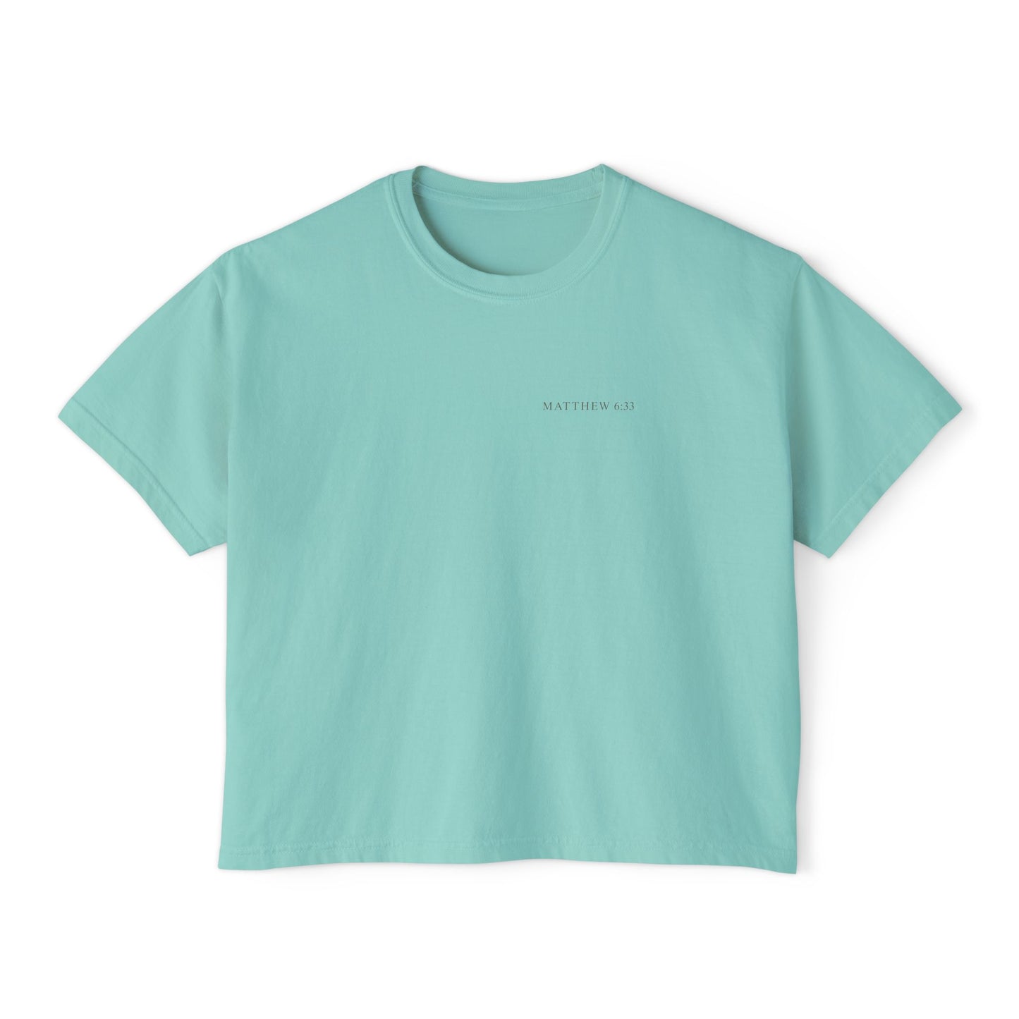 Seek First Floral Boxy Tee — Christian Faith Graphic Crop Top